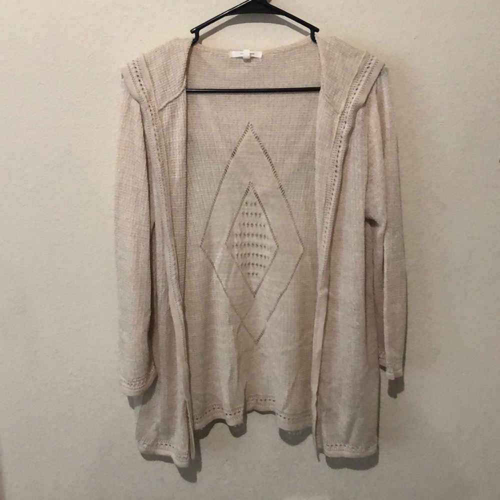 Maurices hooded cream 3/4 length sweater